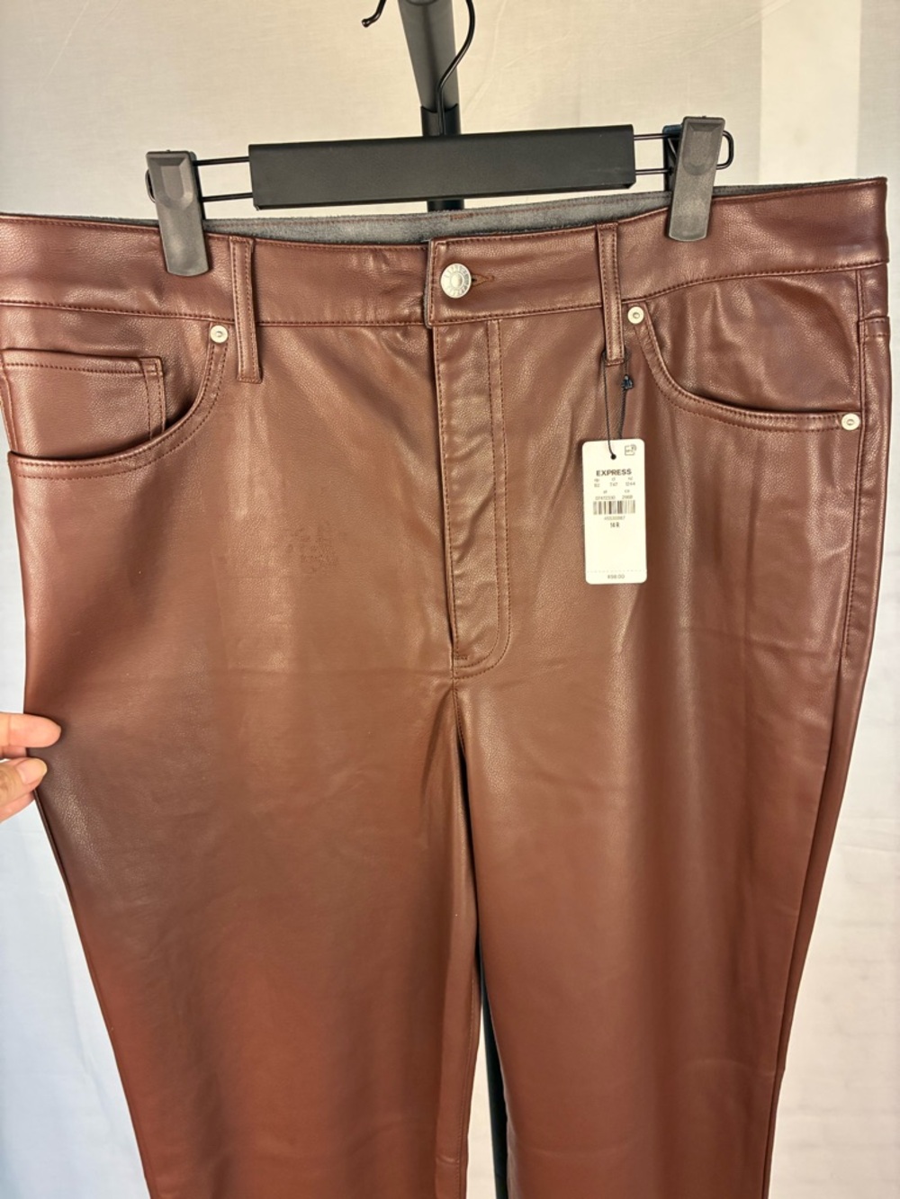 NWT Express Vegan Leather 90's Slim Super High Rise 14R - Picture 3 of 8